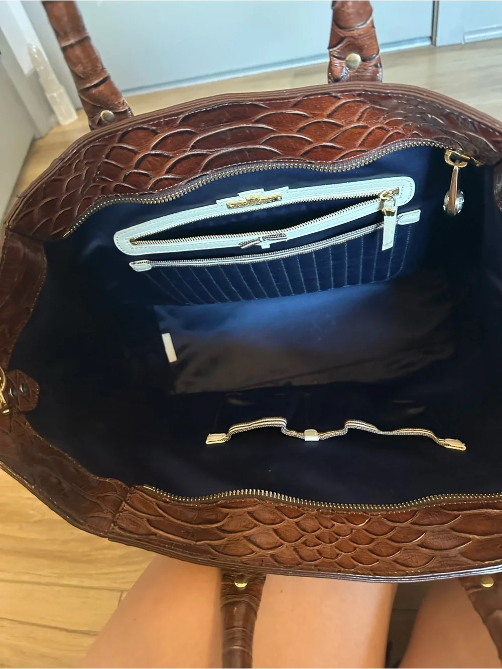 henri bendel Brown Crocodile Leather Tote